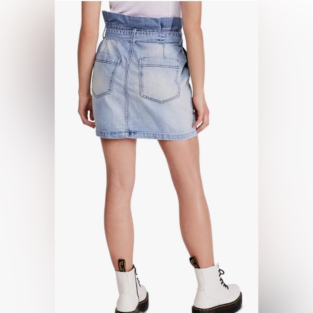 Free People Splendor in The Grass Denim Paperbag Waist Mini Skirt Women’s Size 6